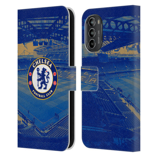 Chelsea Football Club Retro Kit and Stadium Stamford Bridge Leather Book Wallet Case Cover For Motorola Moto G82 5G