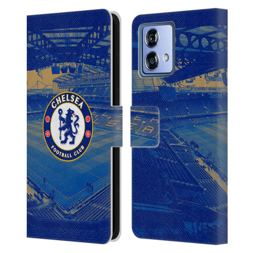 Chelsea Football Club Retro Kit and Stadium Stamford Bridge Leather Book Wallet Case Cover For Motorola Moto G84 5G