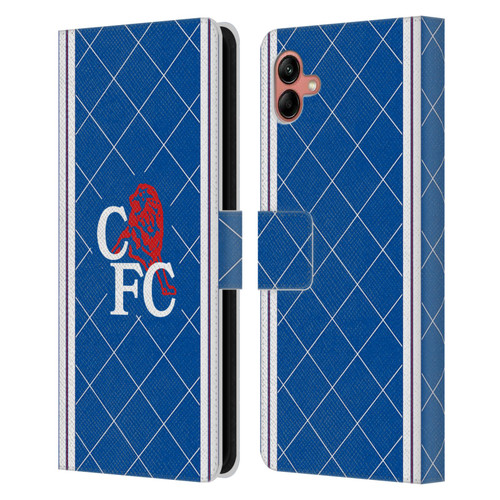 Chelsea Football Club Retro Kit and Stadium 1988 Home Leather Book Wallet Case Cover For Samsung Galaxy A04 (2022)