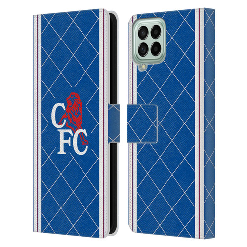 Chelsea Football Club Retro Kit and Stadium 1988 Home Leather Book Wallet Case Cover For Samsung Galaxy M33 (2022)
