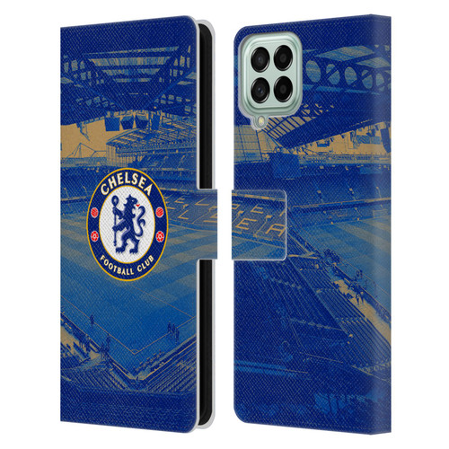 Chelsea Football Club Retro Kit and Stadium Stamford Bridge Leather Book Wallet Case Cover For Samsung Galaxy M53 (2022)