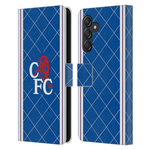 Chelsea Football Club Retro Kit and Stadium 1988 Home Leather Book Wallet Case Cover For Samsung Galaxy M55 5G Chelsea Football Club Retro Kit and Stadium 1988 Home Leather Book Wallet Case Cover For Samsung Galaxy M55 5G
