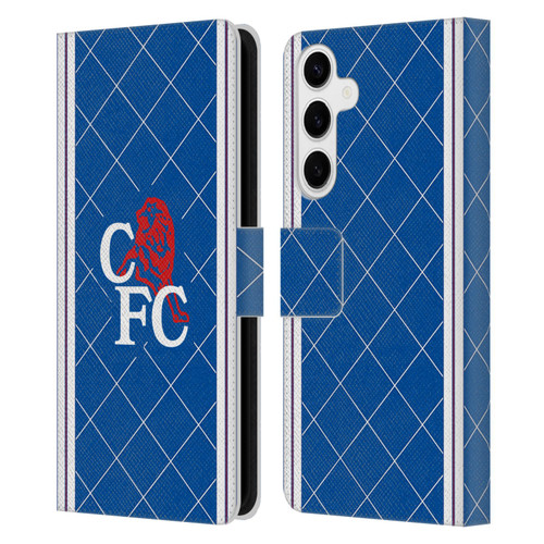 Chelsea Football Club Retro Kit and Stadium 1988 Home Leather Book Wallet Case Cover For Samsung Galaxy S24+ 5G Chelsea Football Club Retro Kit and Stadium 1988 Home Leather Book Wallet Case Cover For Samsung Galaxy S24+ 5G