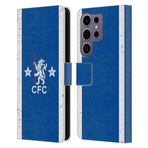 Chelsea Football Club Retro Kit and Stadium 1978 Home Leather Book Wallet Case Cover For Samsung Galaxy S25 Ultra
