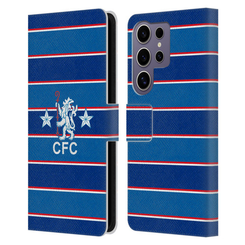 Chelsea Football Club Retro Kit and Stadium 1984 Home Leather Book Wallet Case Cover For Samsung Galaxy S25 Ultra