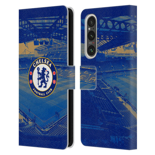 Chelsea Football Club Retro Kit and Stadium Stamford Bridge Leather Book Wallet Case Cover For Sony Xperia 1 V 5G