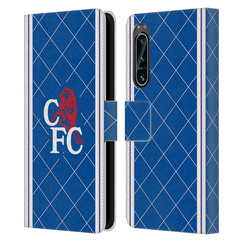 Chelsea Football Club Retro Kit and Stadium 1988 Home Leather Book Wallet Case Cover For Sony Xperia 5 IV