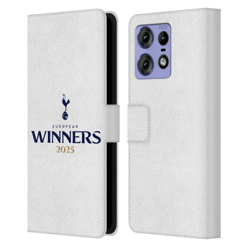 Tottenham Hotspur F.C. 2025 European Winners White Leather Book Wallet Case Cover For Motorola Edge 50 Pro