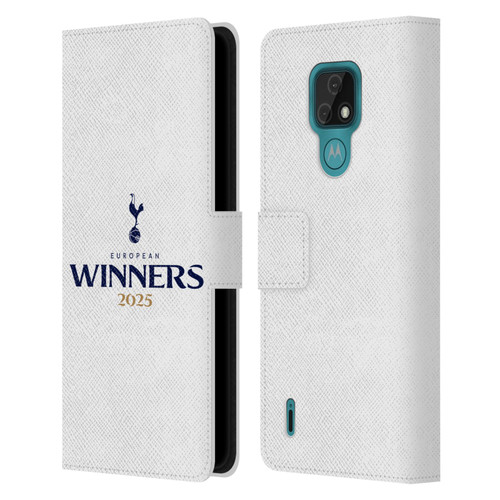 Tottenham Hotspur F.C. 2025 European Winners White Leather Book Wallet Case Cover For Motorola Moto E7