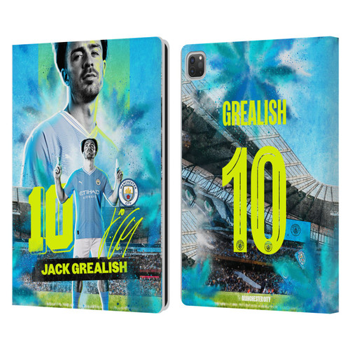 Manchester City Man City FC 2023/24 First Team Jack Grealish Leather Book Wallet Case Cover For Apple iPad Pro 12.9 2020/2021/2022