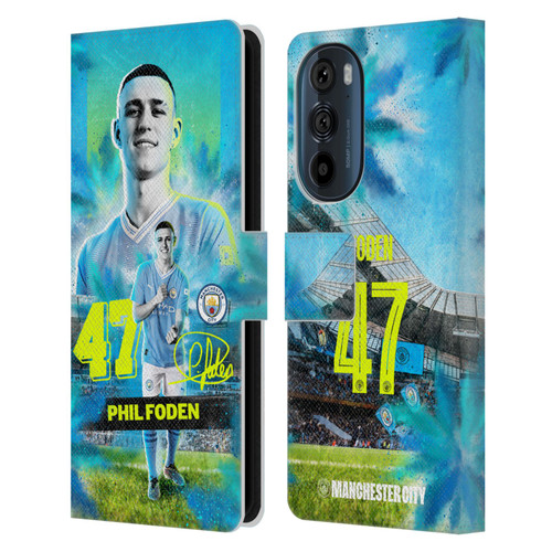 Manchester City Man City FC 2023/24 First Team Phil Foden Leather Book Wallet Case Cover For Motorola Edge 30
