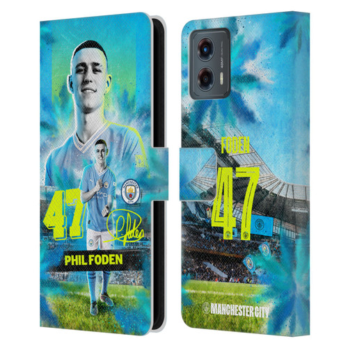 Manchester City Man City FC 2023/24 First Team Phil Foden Leather Book Wallet Case Cover For Motorola Moto G (2023)