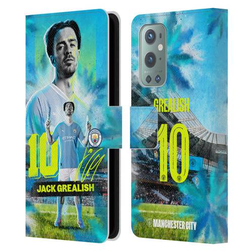 Manchester City Man City FC 2023/24 First Team Jack Grealish Leather Book Wallet Case Cover For OnePlus 9