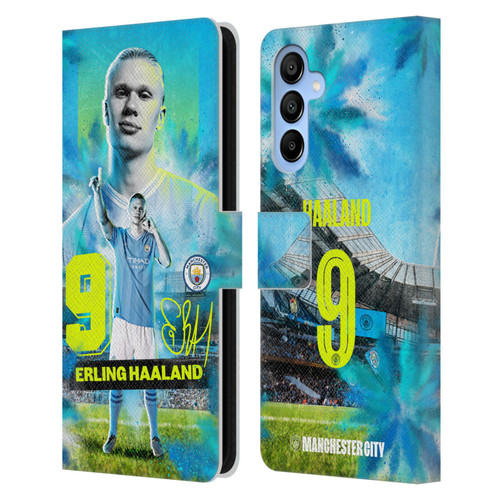 Manchester City Man City FC 2023/24 First Team Erling Haaland Leather Book Wallet Case Cover For Samsung Galaxy A16 5G