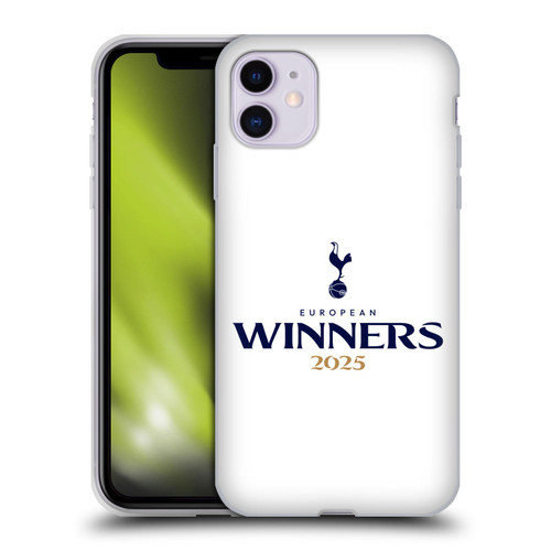 Tottenham Hotspur F.C. 2025 European Winners White Soft Gel Case for Apple iPhone 11