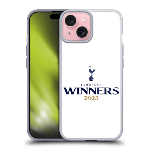 Tottenham Hotspur F.C. 2025 European Winners White Soft Gel Case for Apple iPhone 15