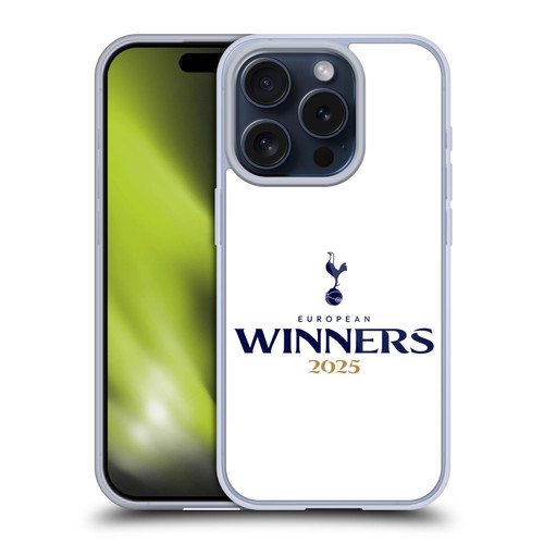 Tottenham Hotspur F.C. 2025 European Winners White Soft Gel Case for Apple iPhone 15 Pro