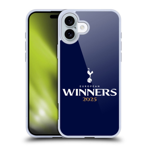 Tottenham Hotspur F.C. 2025 European Winners Blue Soft Gel Case for Apple iPhone 16 Plus