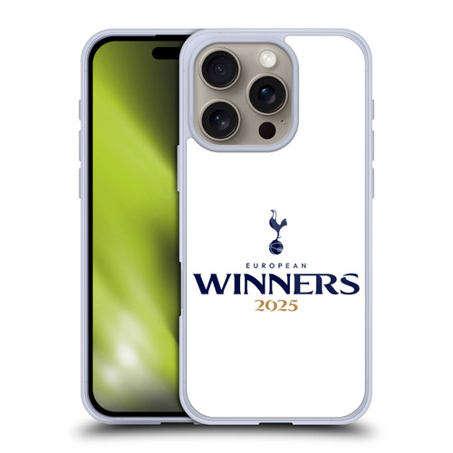 Tottenham Hotspur F.C. 2025 European Winners White Soft Gel Case for Apple iPhone 16 Pro
