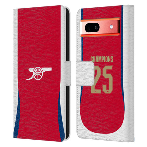 Arsenal FC 2025 Women's Champions Home Leather Book Wallet Case Cover For Google Pixel 7a