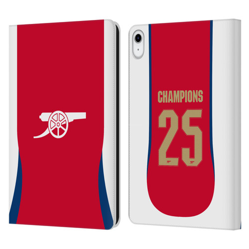 Arsenal FC 2025 Women's Champions Home Leather Book Wallet Case Cover For Apple iPad 10.9 2022/2025