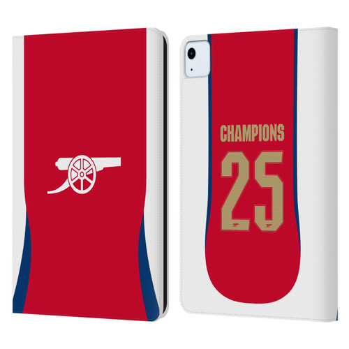 Arsenal FC 2025 Women's Champions Home Leather Book Wallet Case Cover For Apple iPad Air 11 2020/2022/2024/2025