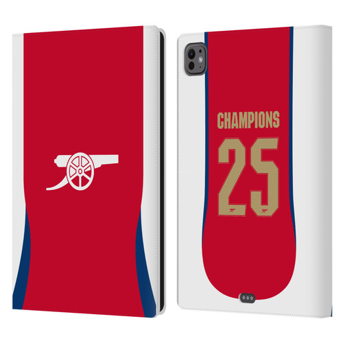 Arsenal FC 2025 Women's Champions Home Leather Book Wallet Case Cover For Apple iPad Pro 11 M4 2024