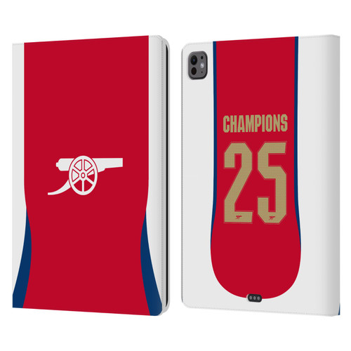 Arsenal FC 2025 Women's Champions Home Leather Book Wallet Case Cover For Apple iPad Pro 13 M4 2024
