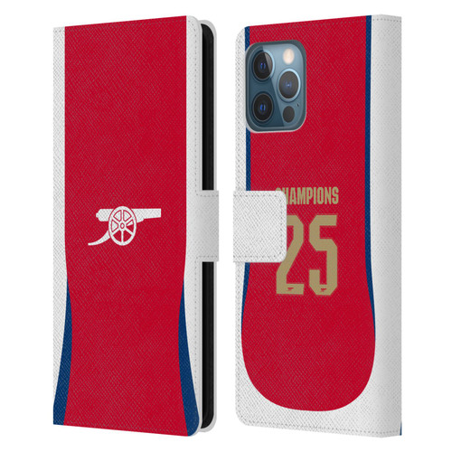 Arsenal FC 2025 Women's Champions Home Leather Book Wallet Case Cover For Apple iPhone 12 Pro Max