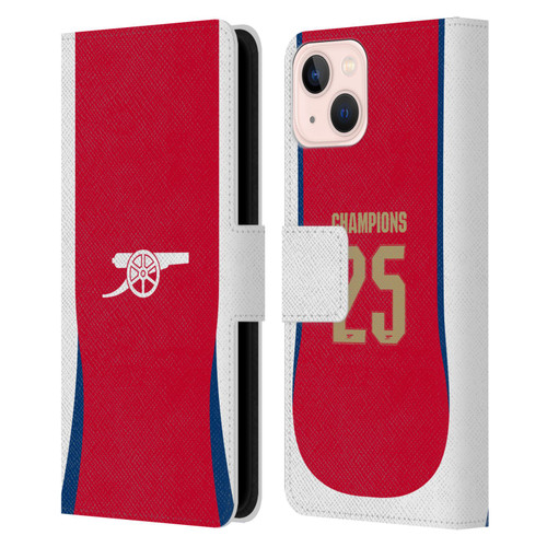 Arsenal FC 2025 Women's Champions Home Leather Book Wallet Case Cover For Apple iPhone 13