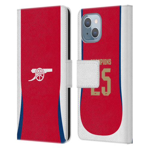 Arsenal FC 2025 Women's Champions Home Leather Book Wallet Case Cover For Apple iPhone 14