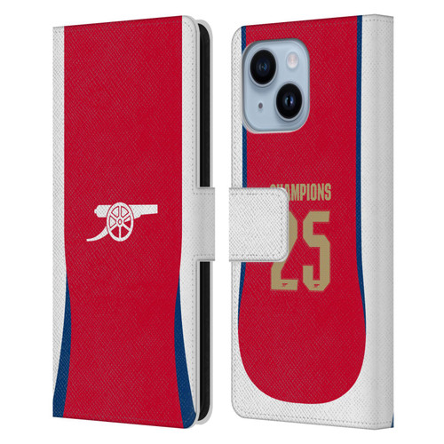 Arsenal FC 2025 Women's Champions Home Leather Book Wallet Case Cover For Apple iPhone 14 Plus