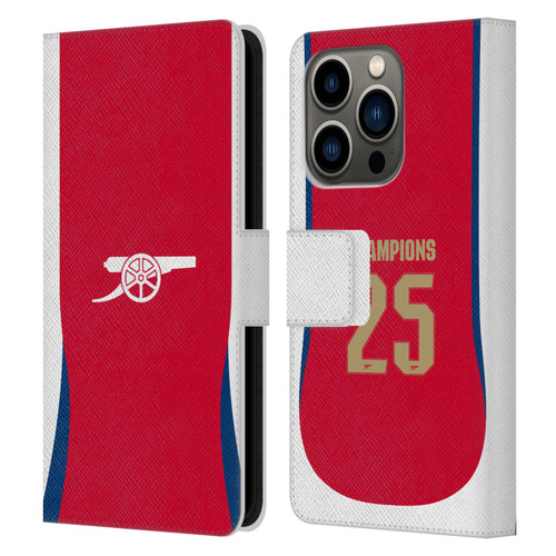 Arsenal FC 2025 Women's Champions Home Leather Book Wallet Case Cover For Apple iPhone 14 Pro