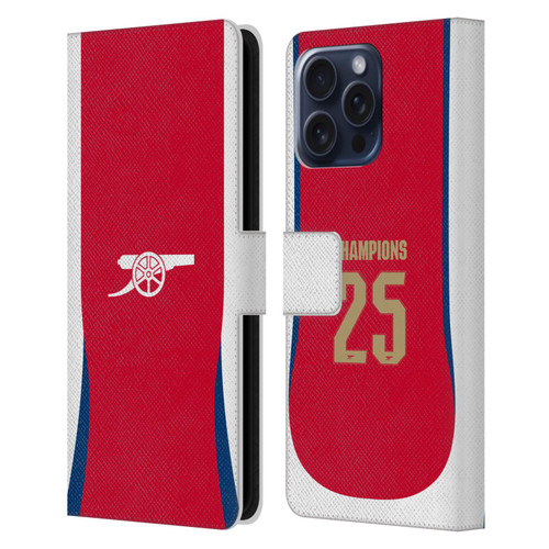 Arsenal FC 2025 Women's Champions Home Leather Book Wallet Case Cover For Apple iPhone 16 Pro Max
