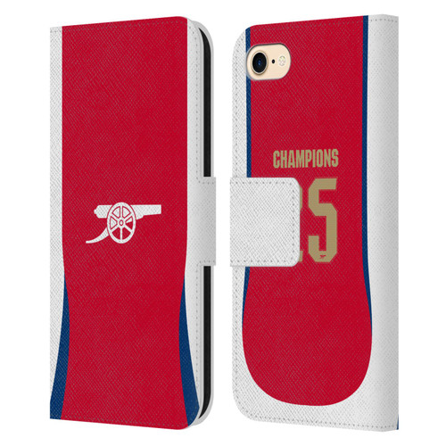 Arsenal FC 2025 Women's Champions Home Leather Book Wallet Case Cover For Apple iPhone 7 / 8 / SE 2020 & 2022