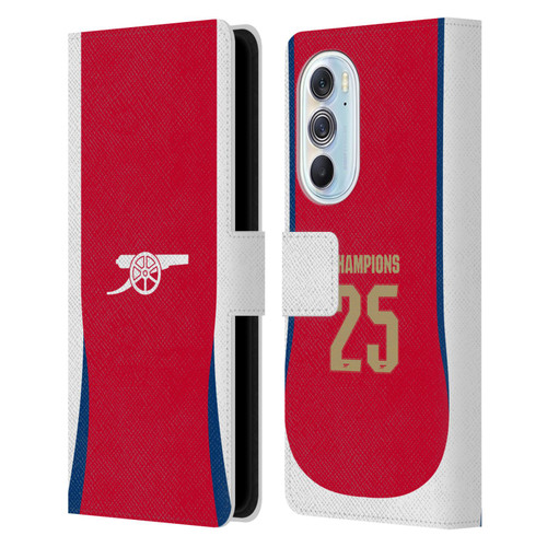 Arsenal FC 2025 Women's Champions Home Leather Book Wallet Case Cover For Motorola Edge X30