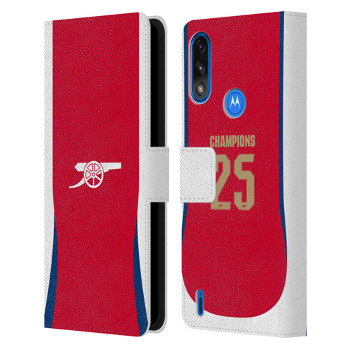 Arsenal FC 2025 Women's Champions Home Leather Book Wallet Case Cover For Motorola Moto E7 Power / Moto E7i Power