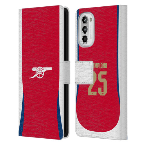 Arsenal FC 2025 Women's Champions Home Leather Book Wallet Case Cover For Motorola Moto G52