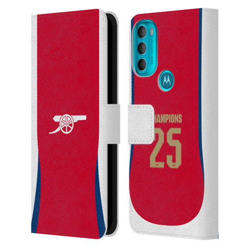 Arsenal FC 2025 Women's Champions Home Leather Book Wallet Case Cover For Motorola Moto G71 5G