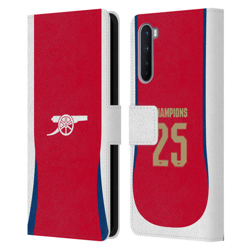 Arsenal FC 2025 Women's Champions Home Leather Book Wallet Case Cover For OnePlus Nord 5G