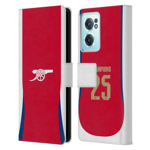 Arsenal FC 2025 Women's Champions Home Leather Book Wallet Case Cover For OnePlus Nord CE 2 5G