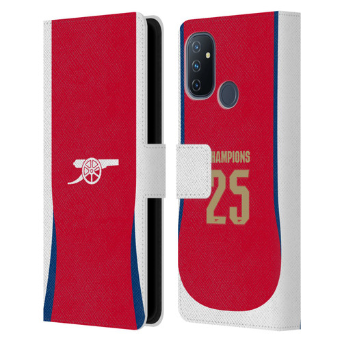Arsenal FC 2025 Women's Champions Home Leather Book Wallet Case Cover For OnePlus Nord N100