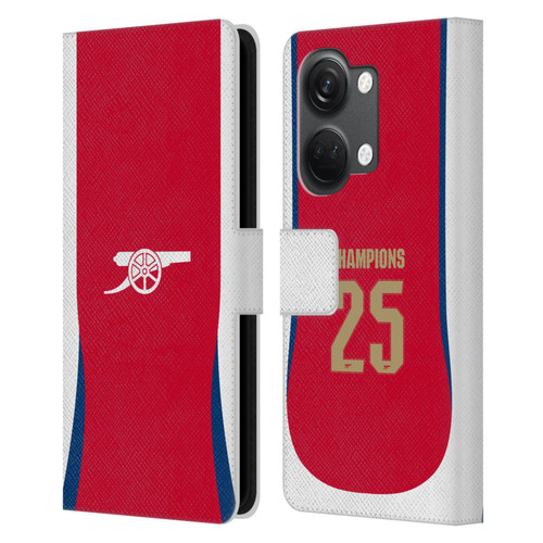 Arsenal FC 2025 Women's Champions Home Leather Book Wallet Case Cover For OnePlus Nord 3 5G