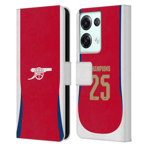 Arsenal FC 2025 Women's Champions Home Leather Book Wallet Case Cover For OPPO Reno8 Pro