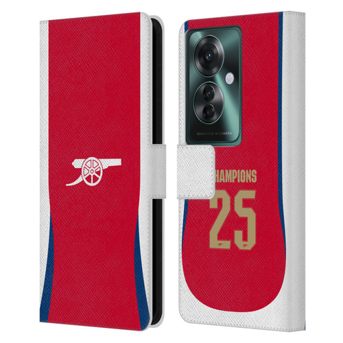 Arsenal FC 2025 Women's Champions Home Leather Book Wallet Case Cover For OPPO Reno11 F 5G / F25 Pro 5G