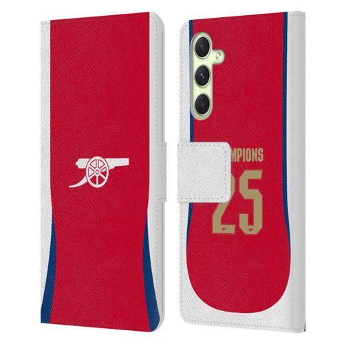 Arsenal FC 2025 Women's Champions Home Leather Book Wallet Case Cover For Samsung Galaxy A54 5G