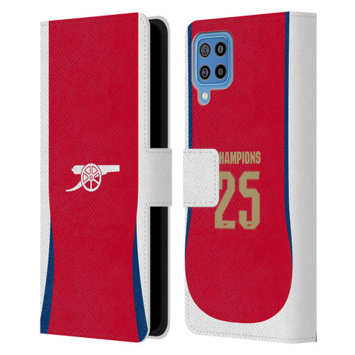 Arsenal FC 2025 Women's Champions Home Leather Book Wallet Case Cover For Samsung Galaxy F22 (2021)