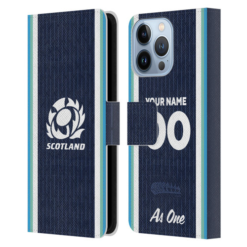 Custom Customised Personalised Scotland Rugby 2024/25 Kit Home Leather Book Wallet Case Cover For Apple iPhone 13 Pro