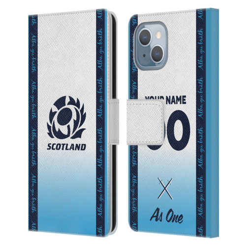 Custom Customised Personalised Scotland Rugby 2024/25 Kit Away Leather Book Wallet Case Cover For Apple iPhone 14