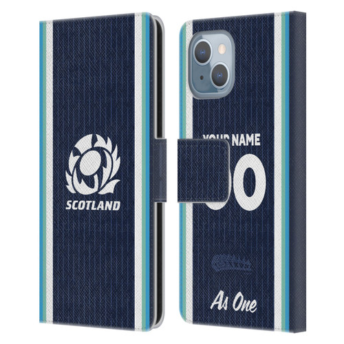 Custom Customised Personalised Scotland Rugby 2024/25 Kit Home Leather Book Wallet Case Cover For Apple iPhone 14